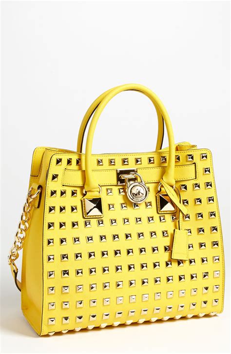 michael kors soft leather bags|michael kors hamilton studded tote.